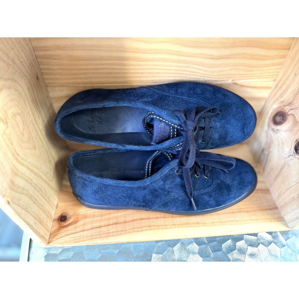 NWOT Keds x Staud Champion Royal Navy 100% Suede Leather Low Sneakers Size 7.5 - Picture 3 of 11
